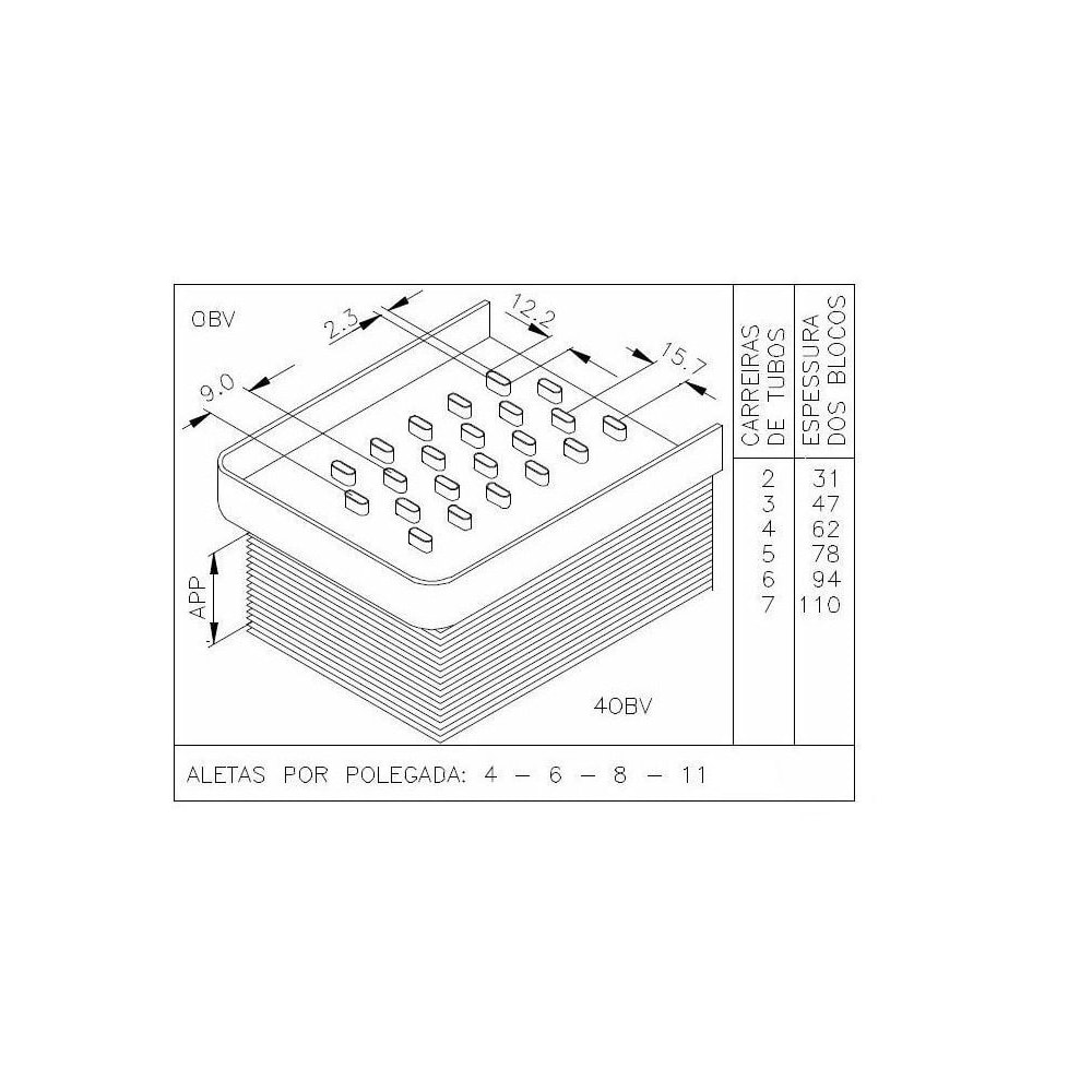 BLOCO PARA CASE W7E / W18 / 20 - VISCONDE/MODINE BLOCO PARA CASE W7E / W18 / 20 - VISCONDE/MODINE