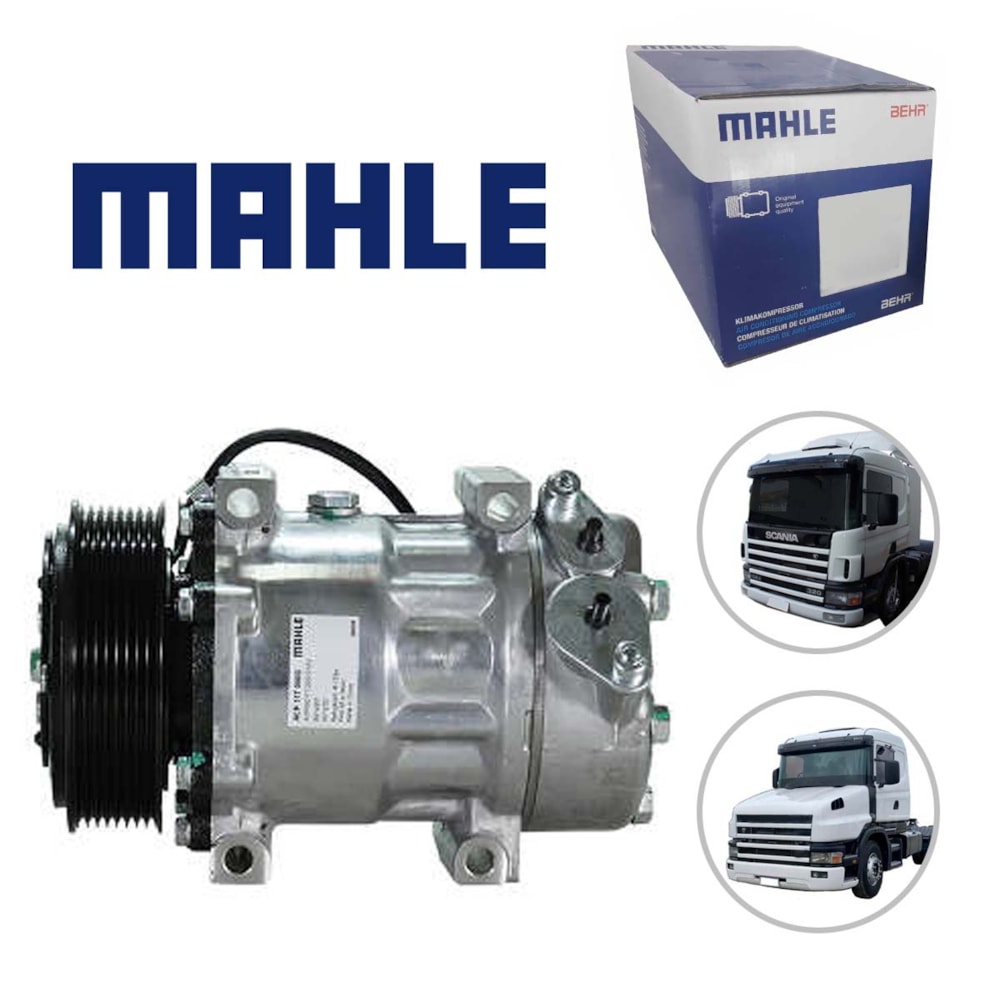 COMPRESSOR AR CONDICIONADO SCANIA 114 / 124 / T 114 / 1995 A 1998  - MAHLE COMPRESSOR AR CONDICIONADO SCANIA 114 / 124 / T 114 / 1995 A 1998  - MAHLE