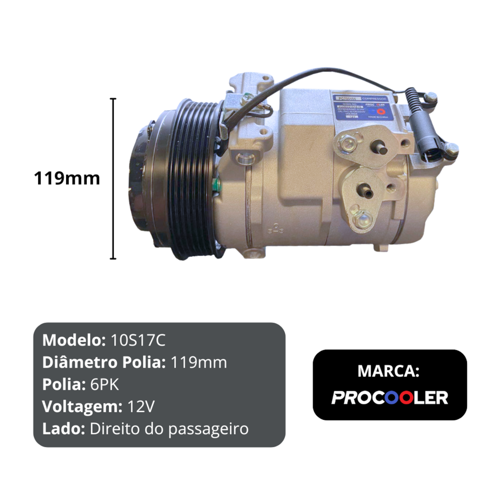 COMPRESSOR MERCEDES BENZ SPRINTER 415 / 515 2013 EM DIANTE POLIA 6PK 121MM 12V PROCOOLER - LADO DIREITO COMPRESSOR MERCEDES BENZ SPRINTER 415 / 515 2013 EM DIANTE POLIA 6PK 121MM 12V PROCOOLER - LADO DIREITO