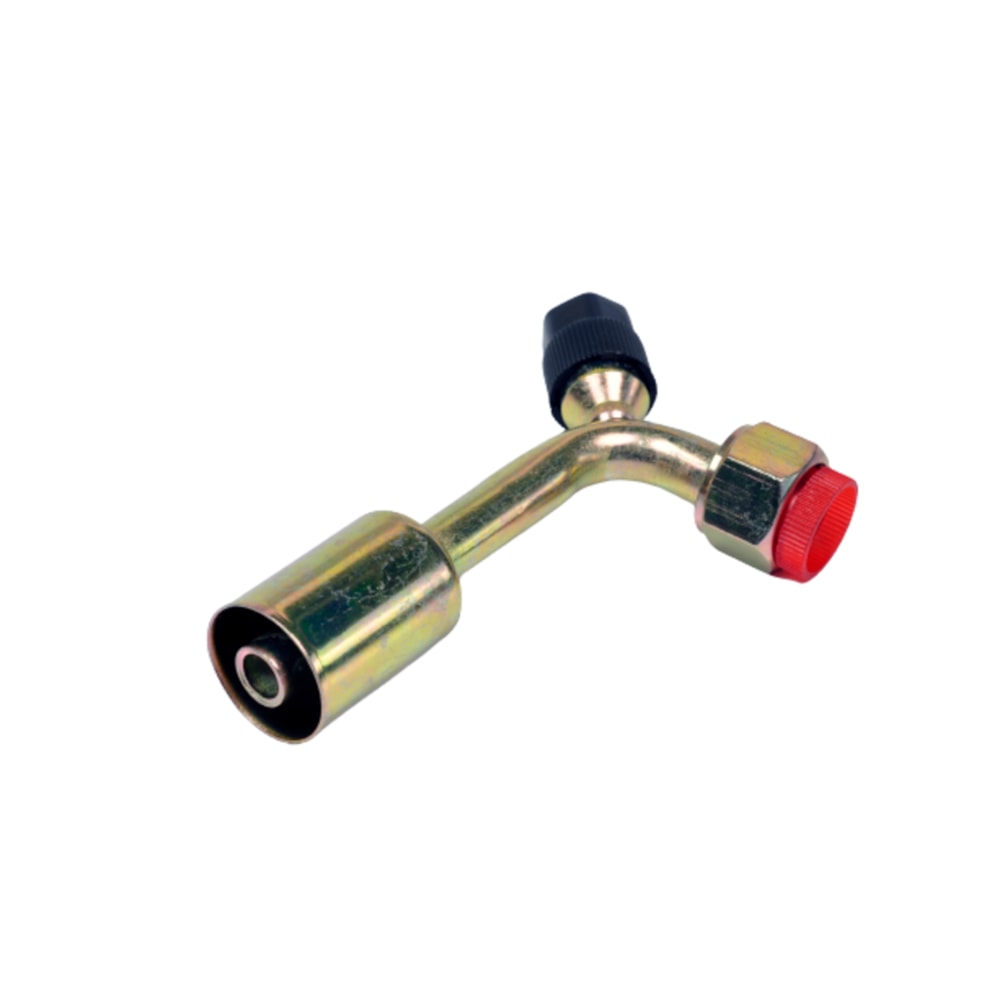 CONEXAO 90º FEMEA ALUMINIO 06MM O'RING VALVULA DE SERVICO R134A COM CLIP - PROCOOLER CONEXAO 90º FEMEA ALUMINIO 06MM O'RING VALVULA DE SERVICO R134A COM CLIP - PROCOOLER