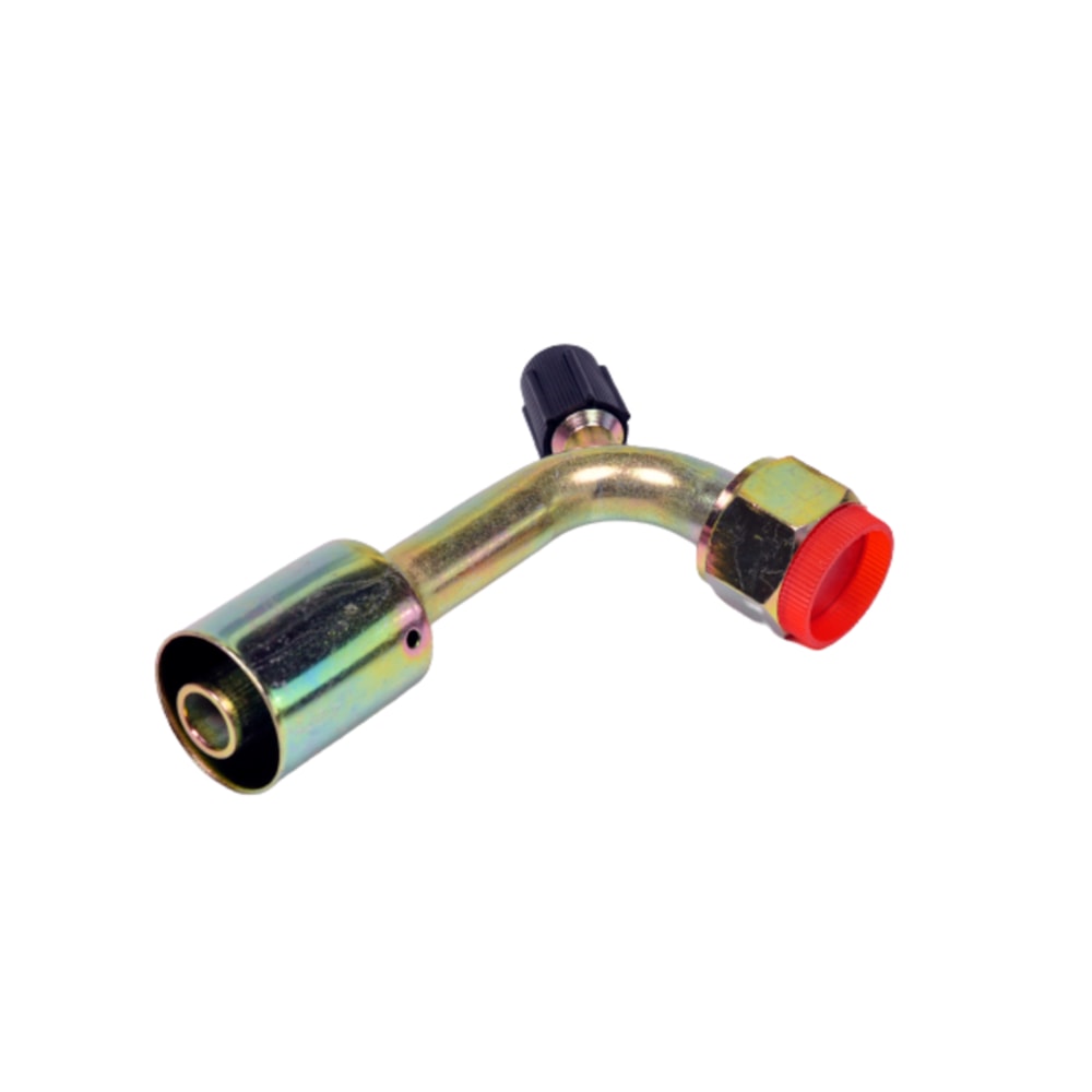 CONEXAO 90º FEMEA ALUMINIO 10MM O'RING VALVULA DE SERVICO R12 COM CLIP - PROCOOLER CONEXAO 90º FEMEA ALUMINIO 10MM O'RING VALVULA DE SERVICO R12 COM CLIP - PROCOOLER