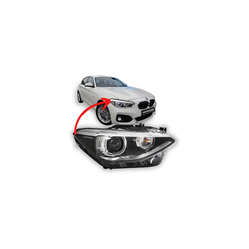 FAROL BI-XENON E LED BMW SERIE 1 118I 2011 EM DIANTE LADO DIREITO COM MOTOR DE REGULAGEM - HELLA