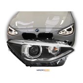 FAROL BI-XENON E LED BMW SERIE 1 118I 2011 EM DIANTE LADO DIREITO COM MOTOR DE REGULAGEM - HELLA
