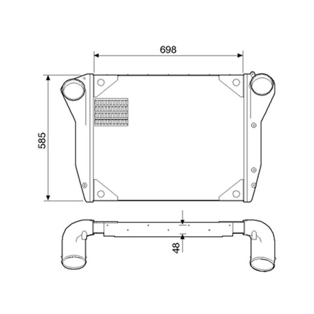 INTERCOOLER MERCEDES BENZ L1630 / 1635 / 1935 / 1941 - VISCONDE/MODINE INTERCOOLER MERCEDES BENZ L1630 / 1635 / 1935 / 1941 - VISCONDE/MODINE
