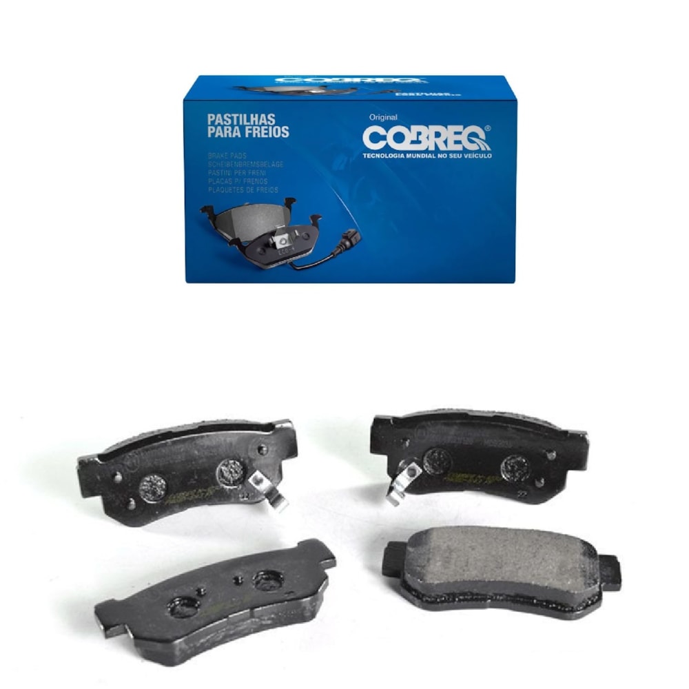 KIT 4 PASTILHA FREIO TRASEIRO HYUNDAI COUPE 03/02 ELANTRA 2007 SANTA FE 01/06 SONATA 2001 AZERA 3.3 V6 2006 A 2011 - COBREQ