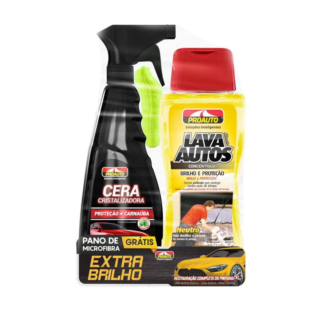 KIT EXTRA BRILHO (CERA GAT./LAC+PANO) - PROAUTO KIT EXTRA BRILHO (CERA GAT./LAC+PANO) - PROAUTO