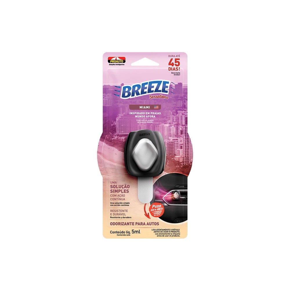 ODORIZADOR AUTOMOTIVO BREEZE SENSATIONS MIAMI - PROAUTO