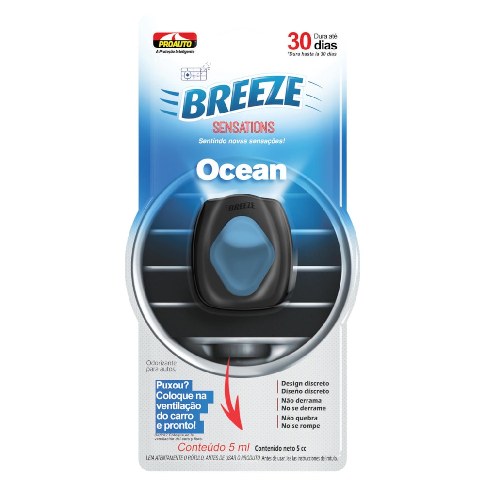 ODORIZADOR AUTOMOTIVO BREEZE SENSATIONS OCEAN 5ML - PROAUTO ODORIZADOR AUTOMOTIVO BREEZE SENSATIONS OCEAN 5ML - PROAUTO