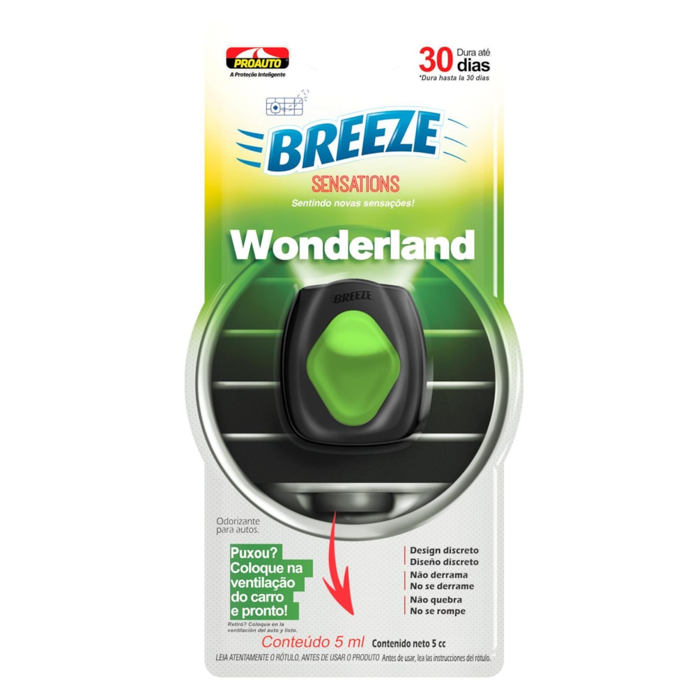 ODORIZADOR AUTOMOTIVO BREEZE SENSATIONS WONDERLAND 5ML - PROAUTO ODORIZADOR AUTOMOTIVO BREEZE SENSATIONS WONDERLAND 5ML - PROAUTO