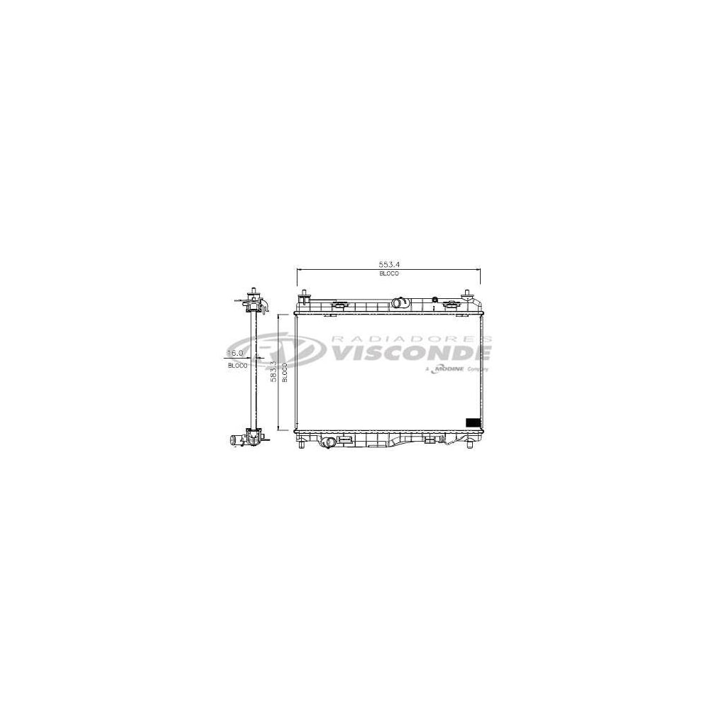 RADIADOR FORD NEW FIESTA 2004 EM DIANTE SEM TUBETE - VISCONDE/MODINE