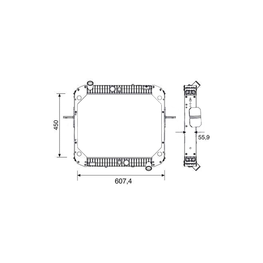 RADIADOR MERCEDES BENZ L 712 / 914C CARA CHATA COM LATERAL - VISCONDE/MODINE