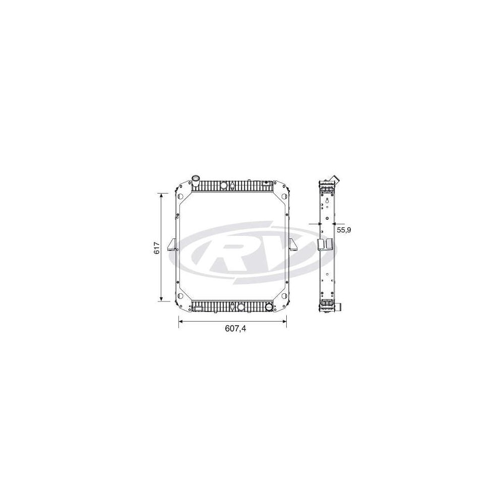 RADIADOR MERCEDES BENZ L1622 / OF1722-1418 COM LATERAL - VISCONDE/MODINE