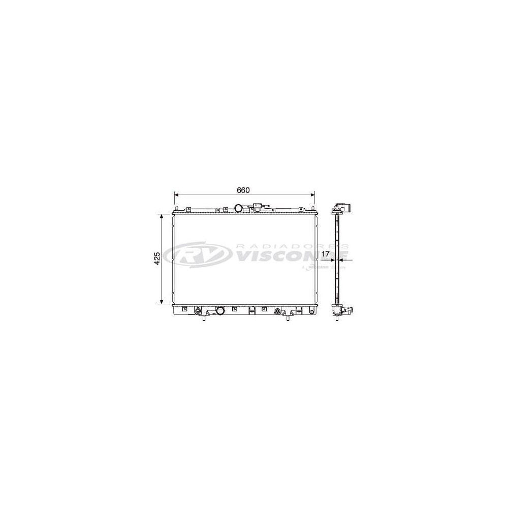 RADIADOR MITSUBISHI IO / TR4 AUTOMATICO COM AR 1.8 / 2.0 16V 4X4 / 4X2 1999 EM DIANTE - VISCONDE/MODINE