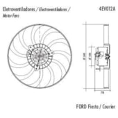 VENTOINHA ELETROVENTILADOR FORD COURRIER 1999 EM DIANTE / FIESTA 1.0/1.6 1999 A 2001 MOTOR ZETEC ROCAN COM AR - VALEO